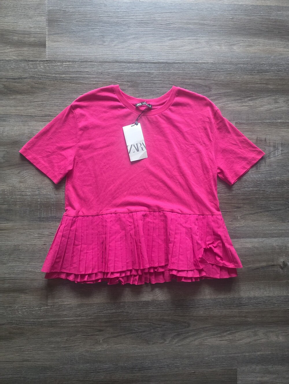 Zara Women's Bright Pink Short-Sleeve Tops Size S